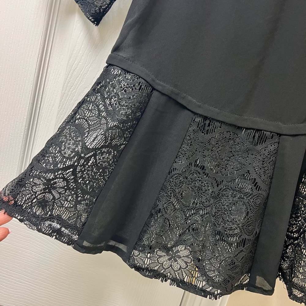 Love Culture Sheer Black Lace Peplum Blouse, NWOT, Small - Picture 9 of 9